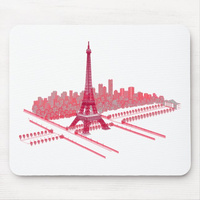Paris Eiffel Tower Modern Sketch Mouse Mat (Front)