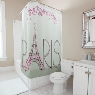 Paris Eiffel Tower Ombré CHANGE BACKGROUND COLOR Shower Curtain