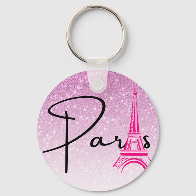 Paris Eiffel Tower Ombre  Key Ring (Front)