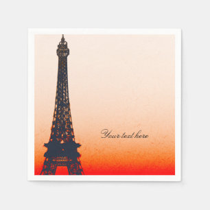Paris Eiffel Tower Orange Sunset Chic Party Napkin