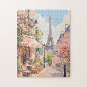 Paris Eiffel Tower Pastel Street Romantic Paris Jigsaw Puzzle