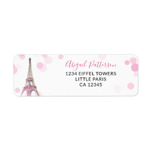 Paris Eiffel Tower Pink and Black Return Address