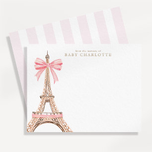 Paris Eiffel Tower Pink Baby Note Card