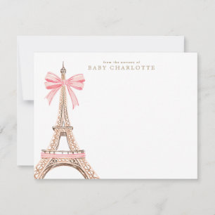Paris Eiffel Tower Pink Baby Note Card