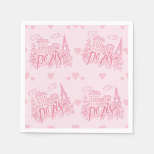 Paris Eiffel Tower Pink Napkin