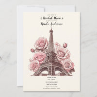 Paris Eiffel Tower & Pink Roses Bridal Shower