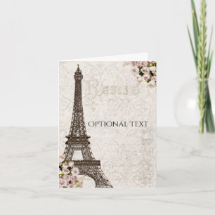 Paris Eiffel Tower Pink Roses Chic Thank You