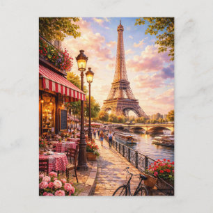 Paris - Eiffel Tower Postcard - Paris Cafe