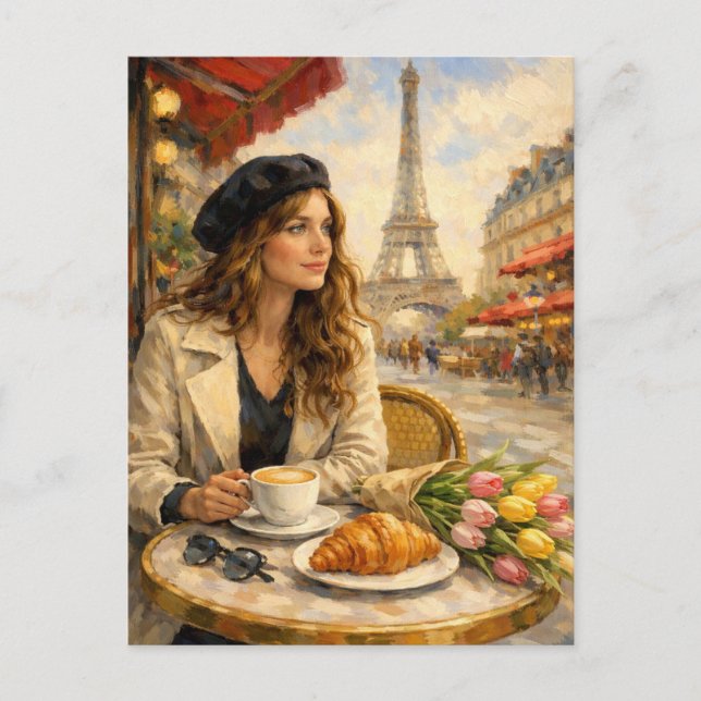 Paris - Eiffel Tower Postcard - Paris Cafe (Front)