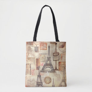 Paris Eiffel Tower Retro Vintage Tote Bag