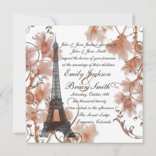 Paris Eiffel Tower romantic wedding invitations