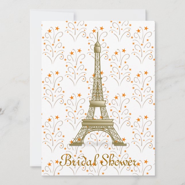 Paris Eiffel Tower Scroll Pattern Bridal Shower Invitation (Front)