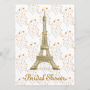 Paris Eiffel Tower Scroll Pattern Bridal Shower Invitation