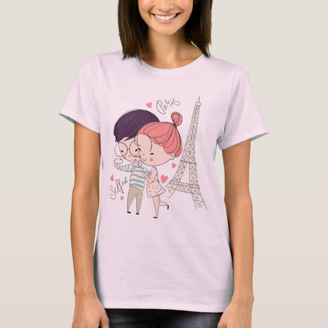 Paris Eiffel Tower Selfie T-Shirt  (Front)