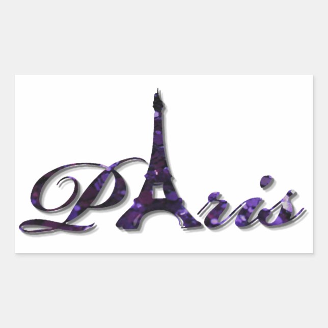 Paris Eiffel Tower Sequin Glitter Sparkle Rectangular Sticker (Front)