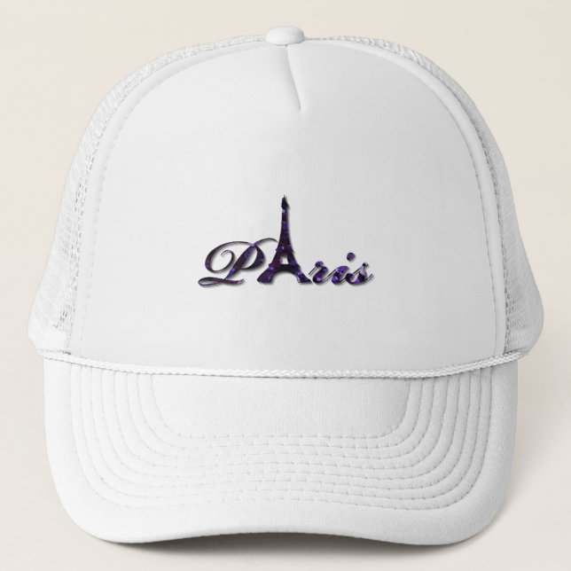 Paris Eiffel Tower Sequin Glitter Sparkle Trucker Hat (Front)