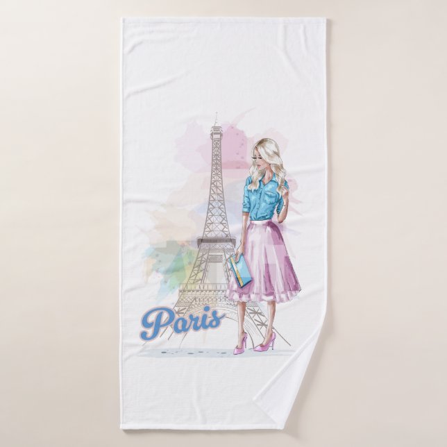 Paris Eiffel Tower sightseeing Bath Towel (Bath Towel)