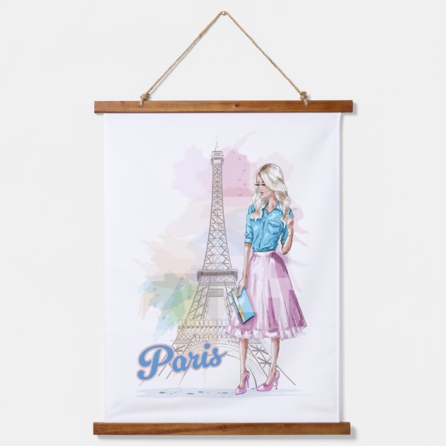Paris Eiffel Tower sightseeing Hanging Tapestry (Front)