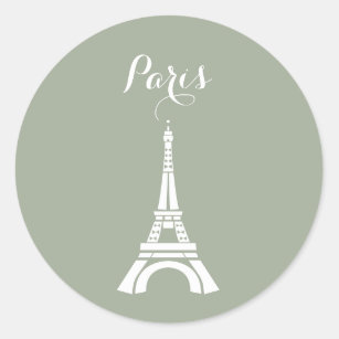 Paris Eiffel Tower Silhouette Classic Round Sticker