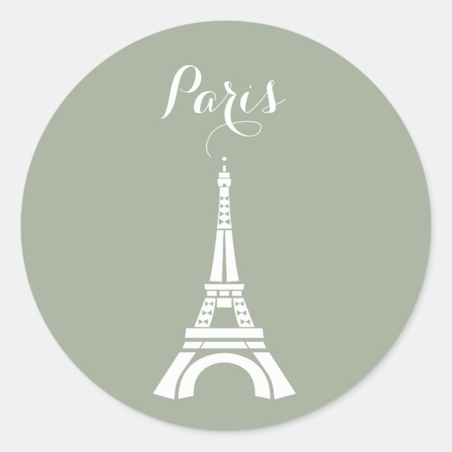 Paris Eiffel Tower Silhouette Classic Round Sticker (Front)