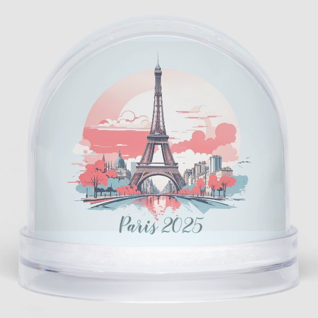 Paris Eiffel Tower Souvenir Snow Globe (Front)