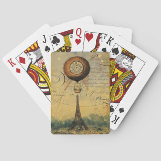 Paris Eiffel Tower Steampunk Hot Air Balloon Playing Cards