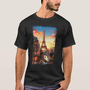 Paris Eiffel Tower T-Shirt I Love Paris Souvenir F