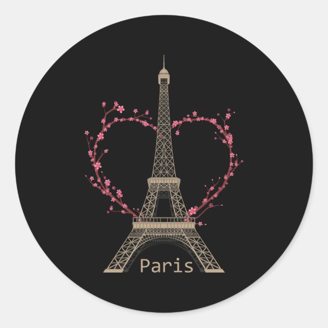 Paris Eiffel Tower The Sign Of Love France Parisia Classic Round Sticker (Front)
