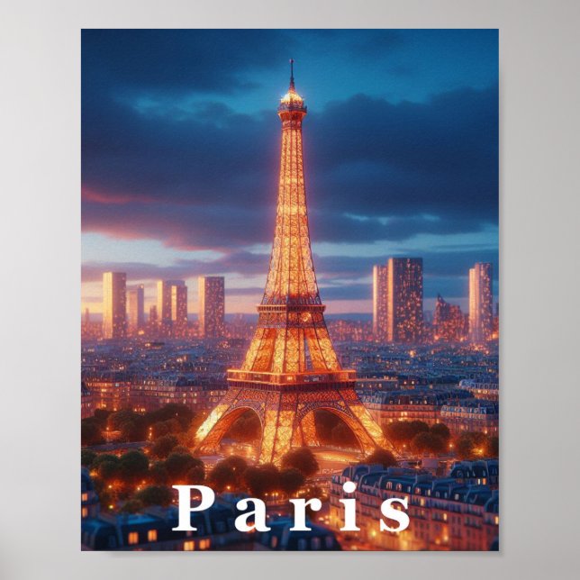 Paris Eiffel Tower Travel Art Poster (Front)