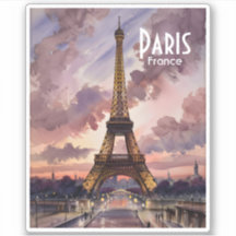 Paris Eiffel Tower Twilight Watercolor Custom Text