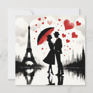 Paris Eiffel Tower Valentines  Holiday Card