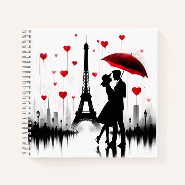 Paris Eiffel Tower Valentines  Notebook (Front)