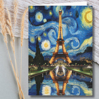Paris Eiffel Tower Van Gogh style birthday cute Card