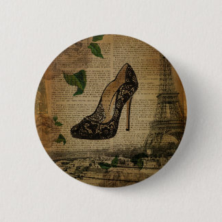 Paris eiffel tower vintage girly shoes 6 cm round badge