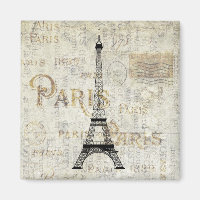Paris Eiffel Tower Vintage Postcard Magnet
