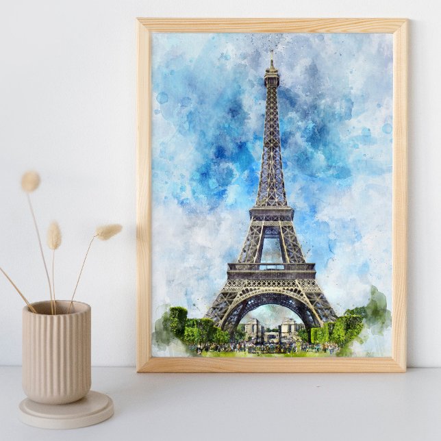 Paris Eiffel Tower Watercolor #02  Photo Print (Creator Uploaded)