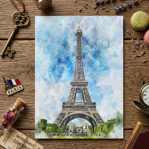 Paris Eiffel Tower Watercolor #02  Thank You Card