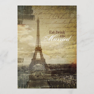 Paris Eiffel Tower Wedding Rehearsal Dinner Invitation