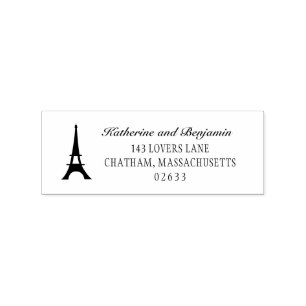 Paris Eiffel Tower   Wedding Return Address Rubber Stamp