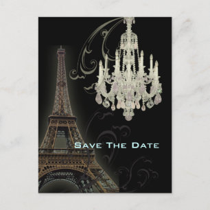 Paris Eiffel Tower wedding save the date Announcement Postcard