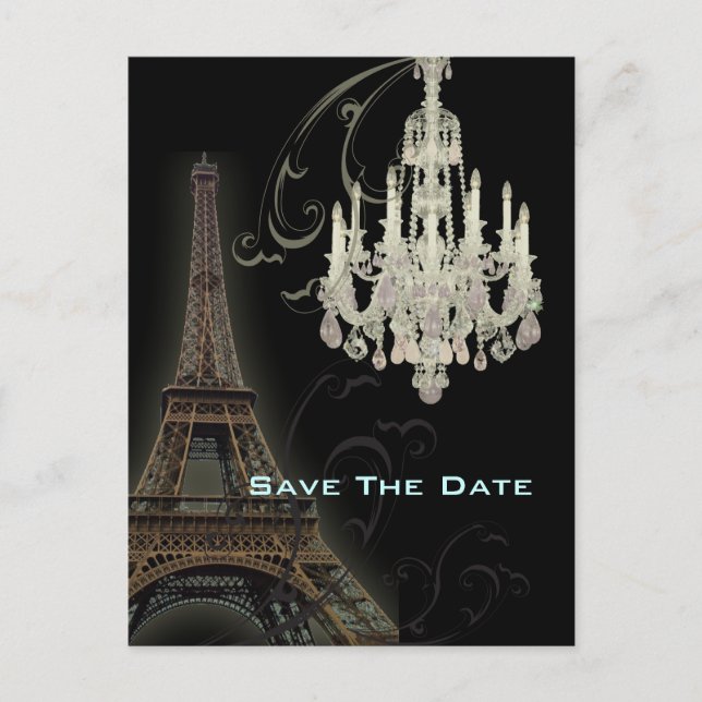 Paris Eiffel Tower wedding save the date Announcement Postcard (Front)