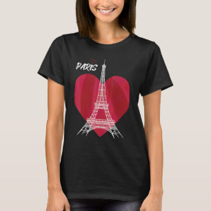 Paris Eiffel Tower with Heart France Souvenir Fren T-Shirt