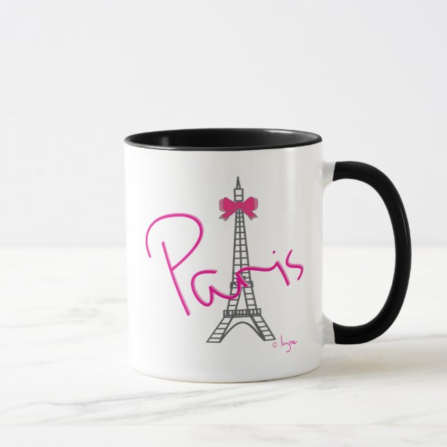 Paris Eiffel Tower with pink bow Mug (Right)