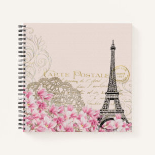 Paris Eiffelturm France, French Vintage Ephemera Notebook