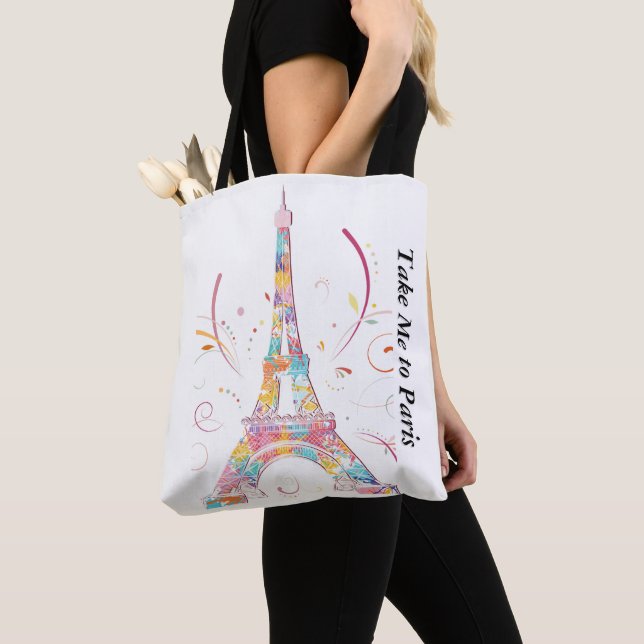 PARIS EIFFLE TOWER COLOURFUL TOTE BAG (Close Up)