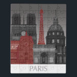 Paris Elevations by Night - Red Jigsaw Puzzle<br><div class="desc">"Paris Elevations by Night Red" by Fab Funky.  Features famous landmarks of Paris at nighttime in a red and grey colour scheme.</div>