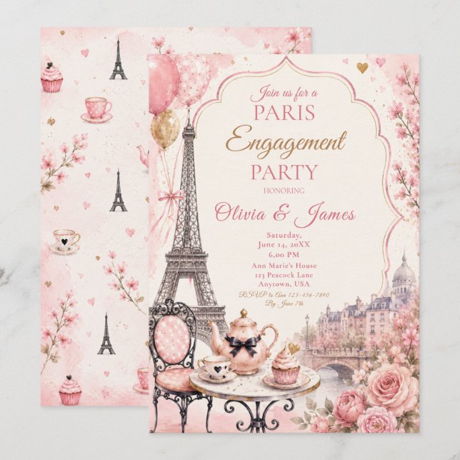 Paris Engagement Party Invitation (Front/Back)