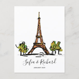 Paris Engagement proposal, anniversary couple gift Holiday Postcard