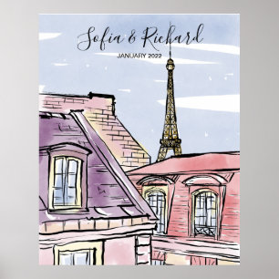 Paris Engagement proposal, anniversary couple gift Poster