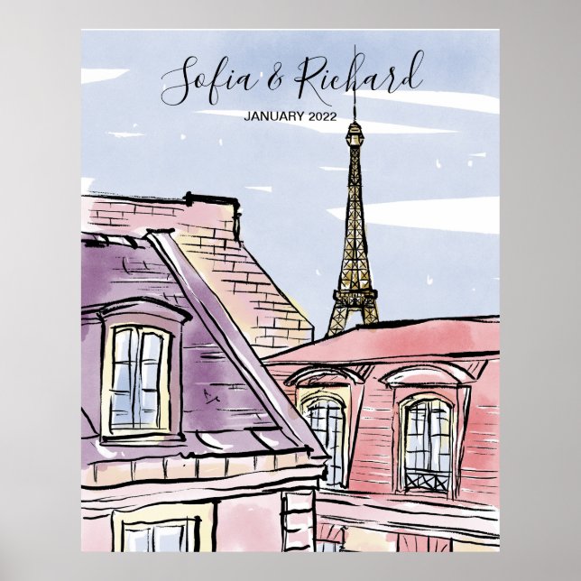 Paris Engagement proposal, anniversary couple gift Poster (Front)